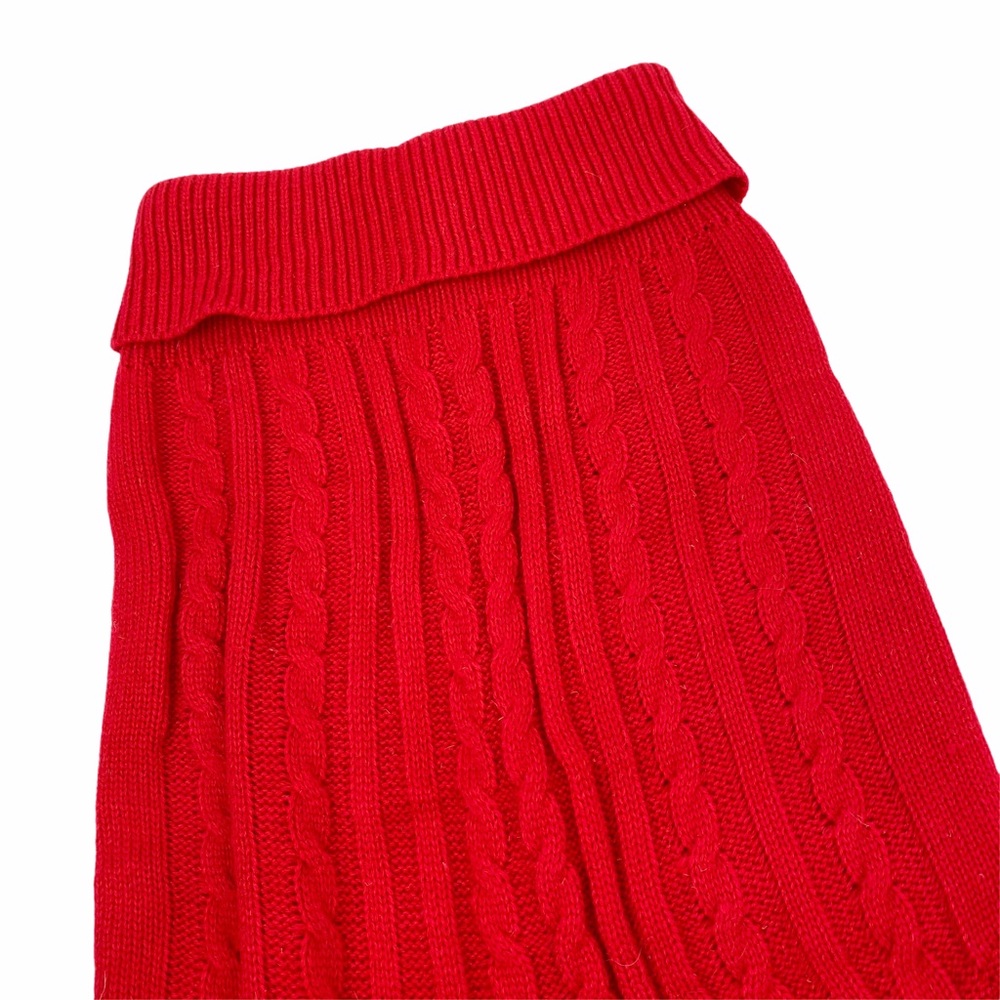 Dog Red Turtleneck Cable Knit Sweater 20 lb Puppy - Picture 3 of 4